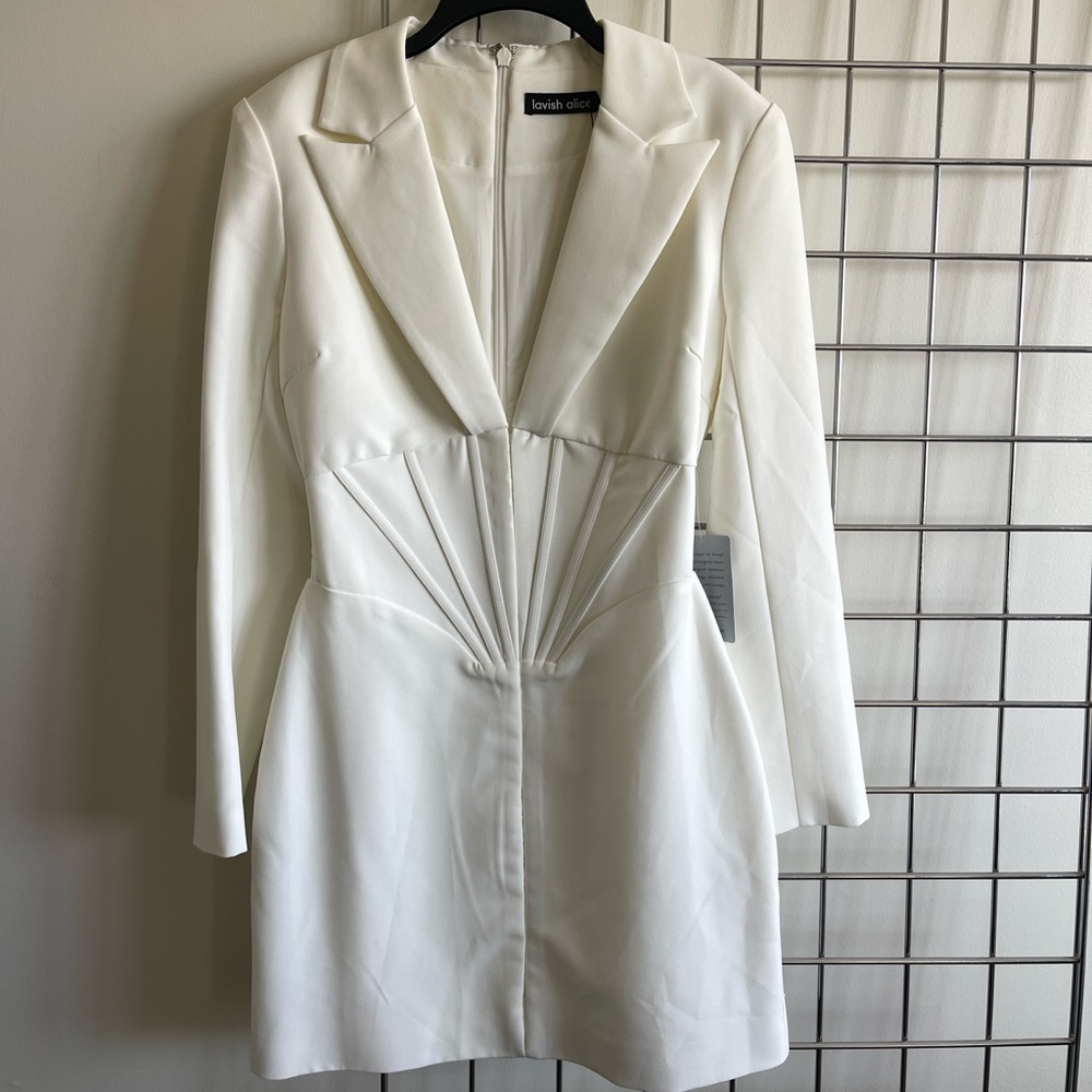 NEW White Blazer Corset Mini Dress Lavish Alice | Bridal